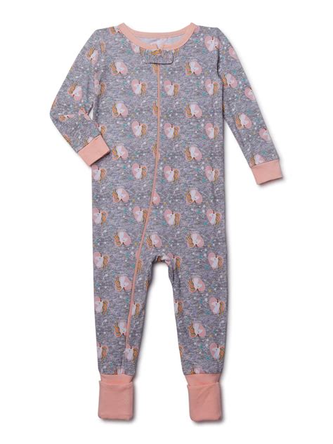 Sleep On It Baby Girls Convertible Footed 1pc Sleeper Pajamas With