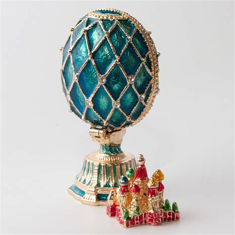 Jewelry Box Russian Decorative Faberge Egg Moscow Kremlin Saint Basil