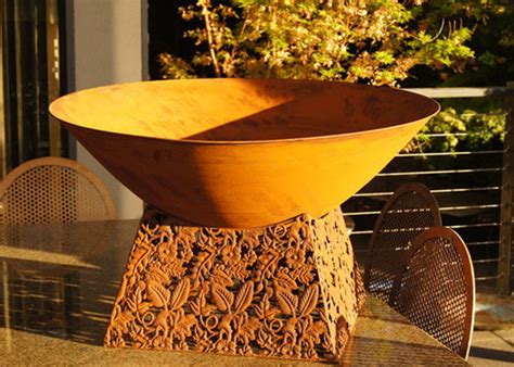 Maybe you would like to learn more about one of these? Contemporary Design Corten Steel Fire Pit Bowl With Leaf ...