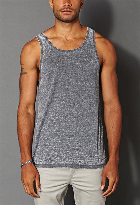 Lyst Forever 21 Heathered Burnout Tank Top In Gray For Men
