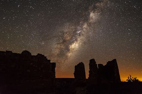 Milky Way Stars Rocks Night Landscape Square Tower Utah Colorado