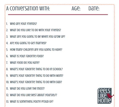 20 Questions To Ask Your Kids Printable Feels Like Home™