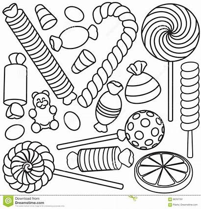 Candy Sweets Doodle Sketch Coloring Pages Birthday