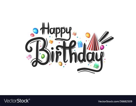 Happy Birthday Typography Design With Colorful Vector Image