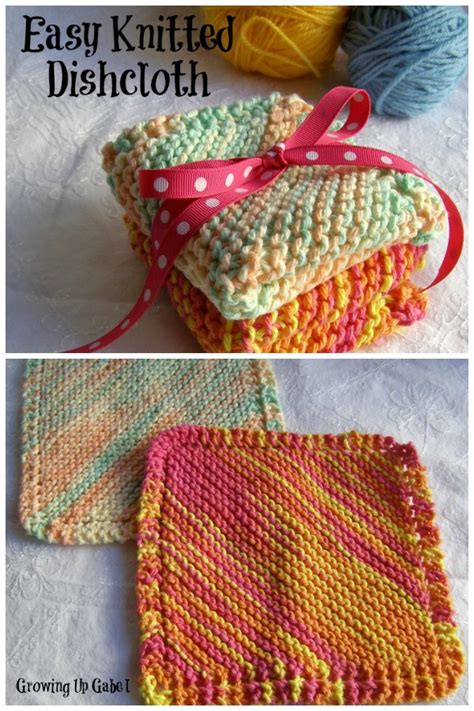 Easy Knit Dishcloth Growing Up Gabel