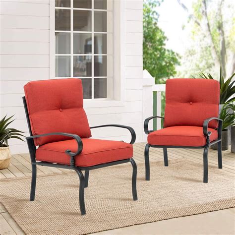 Do you ever go strolling thru costco and see a wonderful 7 piece patio set. SUNCROWN Patio Chairs Metal Dining Chair Outdoor Black Wrought Iron Bistro Sets with Red Patio ...