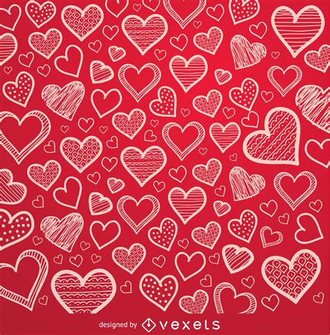 Red Hearts Hand Drawn Background Vector Download