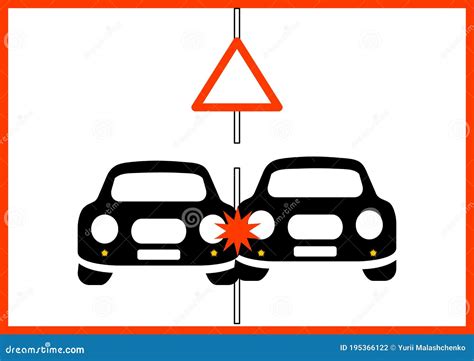 Traffic Warning Sign Attention Road Traffic Accident Stock Illustration
