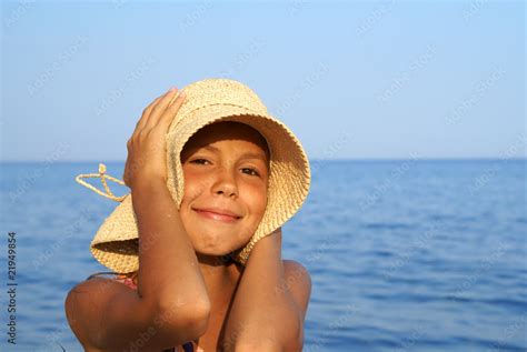 Preteen Girl On Sea Beach Stock Photo Adobe Stock