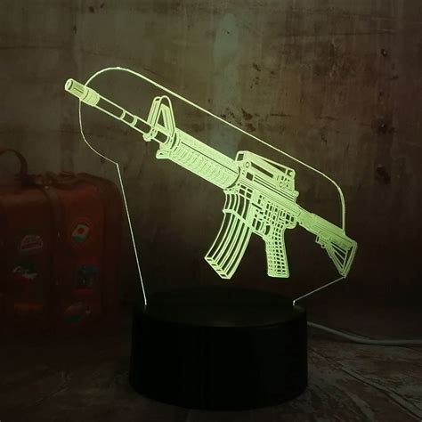 Cool 3d Led Night Light Pubg Submachine Gun M416 Boys Lamp Toys 7