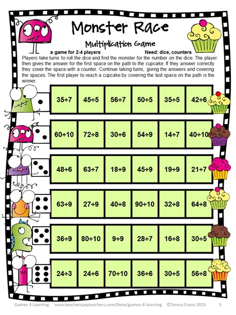 Multiplication And Division Games Printable