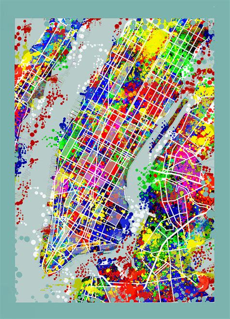 Manhattan Map Abstract Painting By Bekim Art