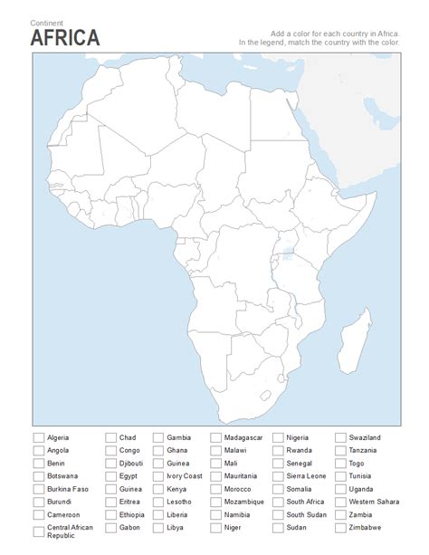 African Map Quiz Printable Blank Of Africa Fill In Af