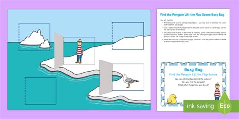 Find The Penguin Lift The Flap Scene Busy Bag Prompt Card And Resource Pack