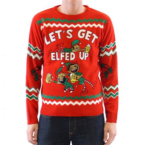 Lets Get Elfed Up Drunken Elves Ugly Christmas Sweater