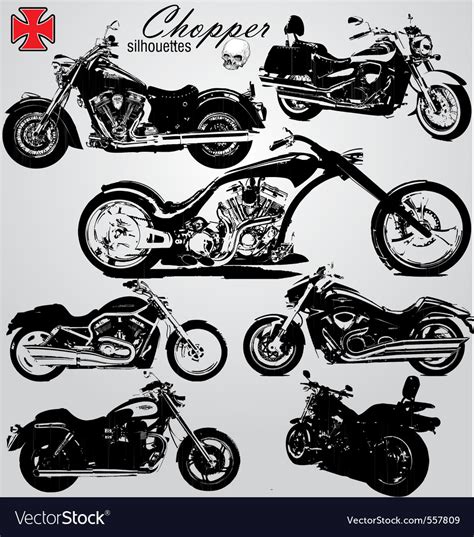 Chopper Motorcycles Silhouettes Royalty Free Vector Image