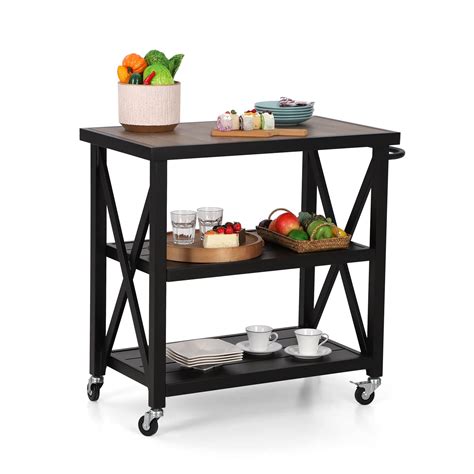 Buy Phi Villa Portable Outdoor Serving Cart Table With Ceramic Wood