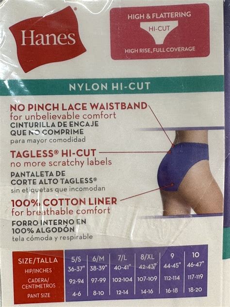 Hanes Womens Nylon Hi Cut Panties Size 6 6 Pack Pp73as Ebay