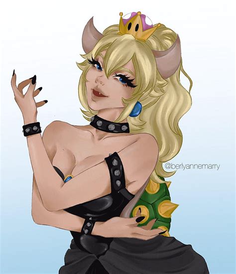 Bowsette Super Mario Anime Girls Painted Nails Anime Blonde Crown Horns Hd Phone