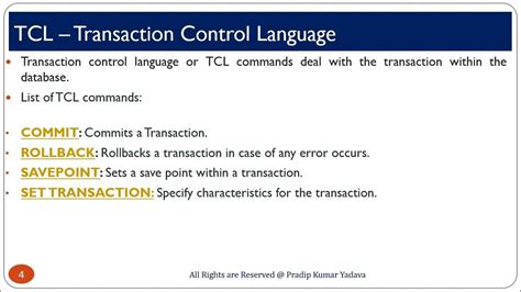 Difference Between Dcl And Tcl Command In Sql Youtube