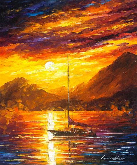 Sunset Above The Hill Palette Knife Oil Painting On Canvas By Leonid