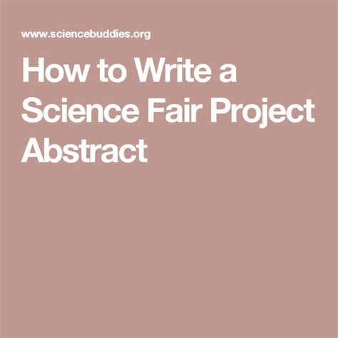 How To Write A Science Fair Project Abstract Project Abstract