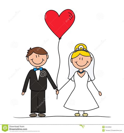 Wedding Couple Cute Drawing Stock Illustration - Illustration of ...
