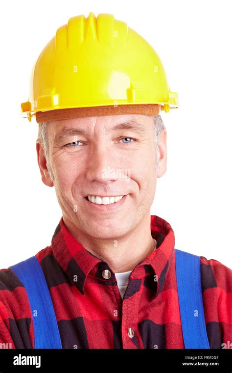 Portrait Of A Smiling Construction Worker With Hard Hat Stock Photo Alamy