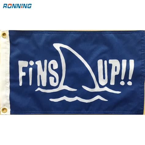 Fins Up Boat Flags 12x18 Double Sided 3 Layers Custom Printing 30x45cm