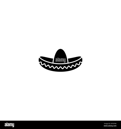 Sombrero Mexican Hat Black Icon Flat Logo Isolated On White Vector
