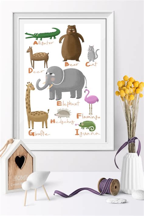 Animal Alphabet Poster Abc Poster Alphabet Print Animal Etsy