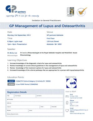 Fillable Online Gp Management Of Lupus And Osteoarthritis Fax Email