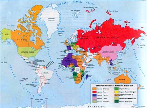 Mapa Los Imperios Coloniales A Finales Del Siglo Xix Y Principios Del Xx