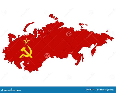 Combined Flag And Map Of Ussr Soviet Union On White Background Miller