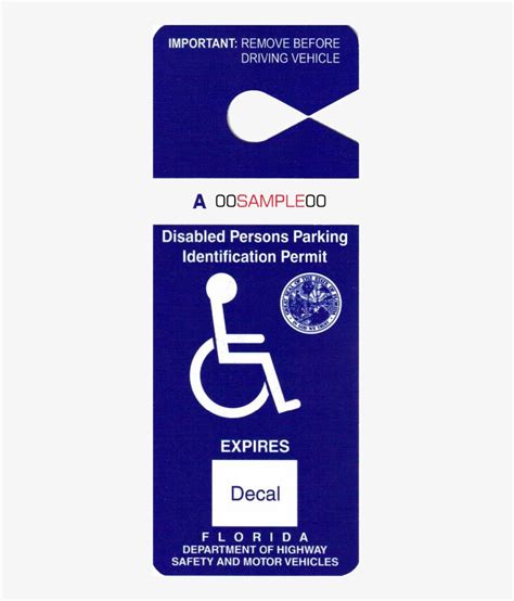 Permanent Disabled Parking Permit Florida Handicap Placard 331x880 Png Download Pngkit