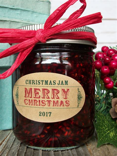 Custom Kraft Merry Christmas Oval Canning Labels For Jam And Jelly Jars