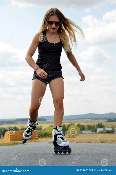 Teenage Girl On Roller Skates Stock Photo Image Of Healthy Skate