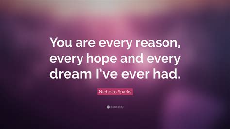 Nicholas Sparks Quote You Are Every Reason Every Hope And Every