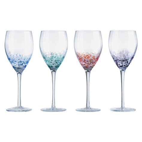 Set Of 4 Speckle Wine Glasses The Drh Collection