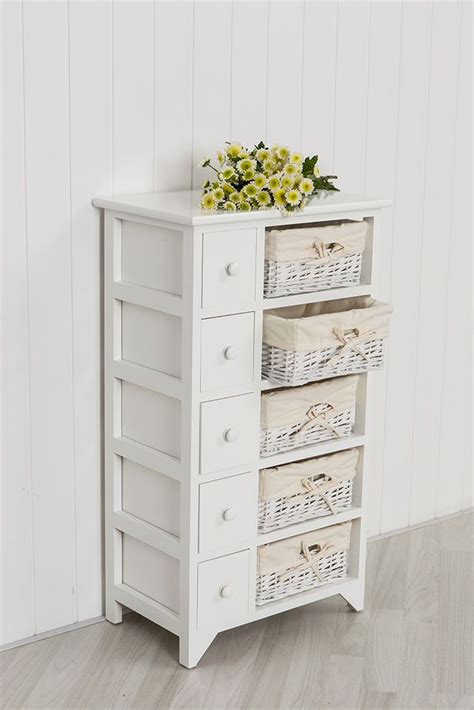 Faqs about renting a storage unit. White Wooden Storage Unit with Wicker Baskets - Bedroom ...