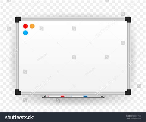 Realistic Office Whiteboard Empty Whiteboard Marker Stock Vector