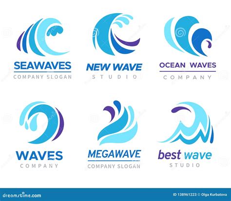 Sea Wave Logo Ocean Storm Tide Waves Wavy River Blue Water Splash