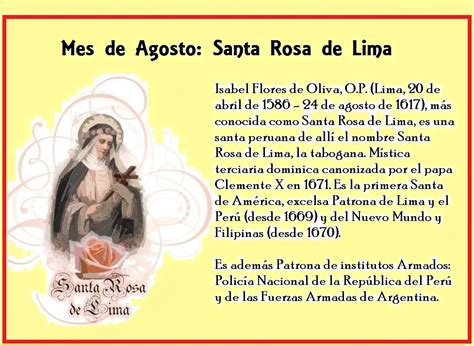 Mundo Nazareno 30 De Agosto Festividad De Santa Rosa De Lima