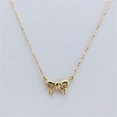 Yellow Gold Bow Necklace Bow Necklace Necklace Gold