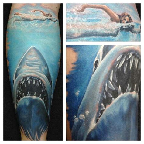 Jaws Tattoo Shark Swimmer Hai Tattoos Body Art Tattoos Cool Tattoos