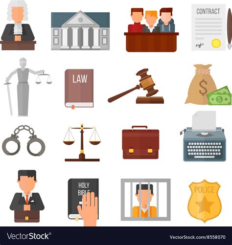 Law Justice Legal Court Lawyer Judgment Judge Vector Image