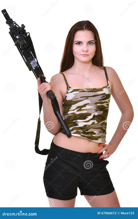 Woman With Gun Stock Photo Image Of Covering Gunshot 67066672