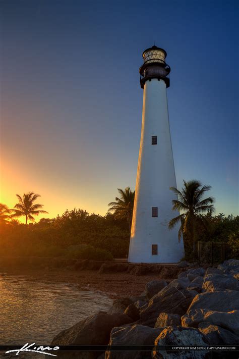 Cape Florida Lighthouse Sunset Key Biscayne Hdr Photography By