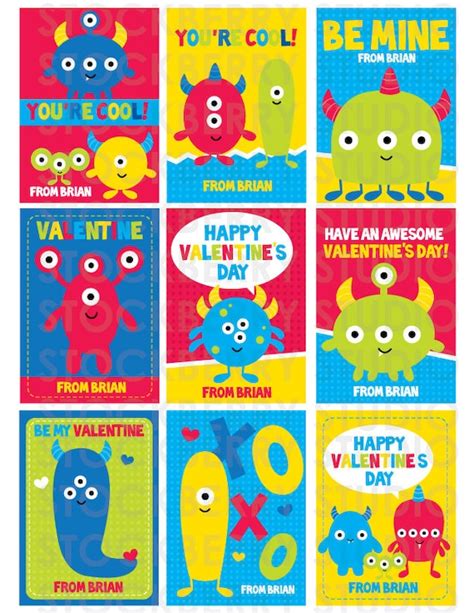 Monsters Valentines Day Card Printable By Stockberrystudio