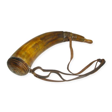 10 Brown Powder Horn With Wooden Plug Antique Vintage Style